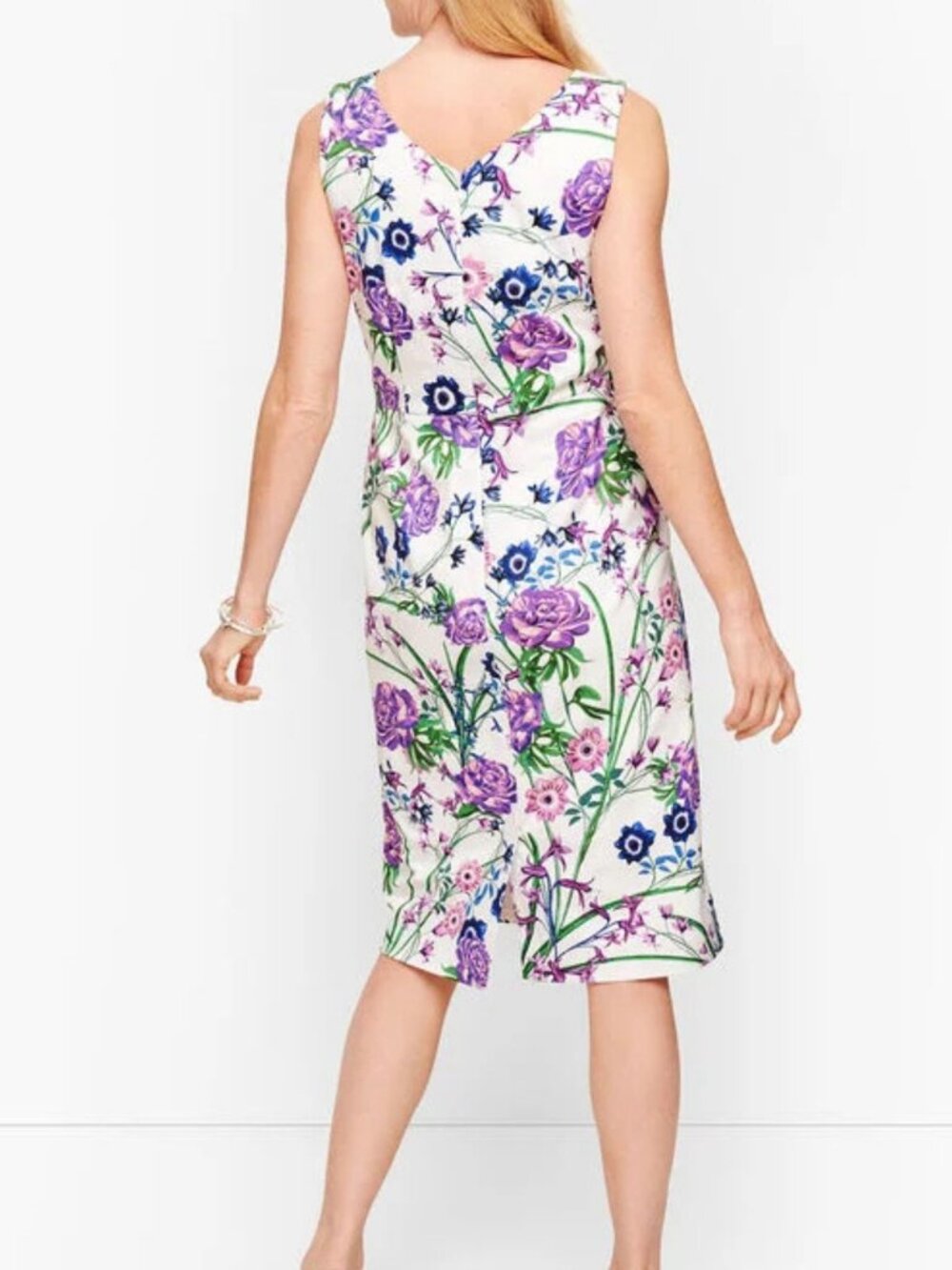 New! Talbots White Sateen Botanical Gardens Sheath Dress Size 8 54929 - Picture 3 of 13